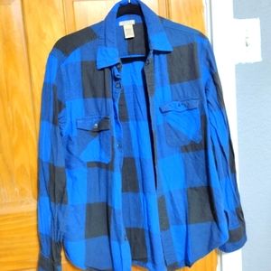 Blue plaid long sleeve Dress shirt